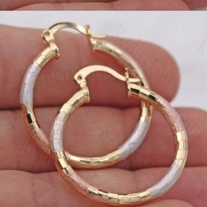 Gold plated tri color hoops round shape